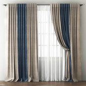 Классические шторы Кирстен цвет: бежево-коричневый, синий (170х270 см - 2 шт)