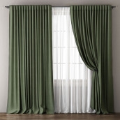 Классические шторы Омма цвет: зеленый (170х270 см - 2 шт)
