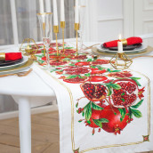 Дорожка на стол Самия цвет: белый, красный (40х146 см)