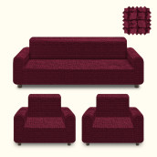 Комплект чехлов на диван и два кресла Demetria цвет: бордовый (185 см, 50 см - 2 шт)