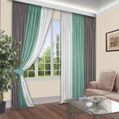 Классические шторы Noella цвет: серый, зеленый, белый
