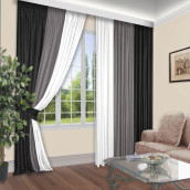 Классические шторы Madlin цвет: черный, серый, белый