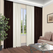 Классические шторы Сандра цвет: темно-коричневый, молочный (160х260 см - 2 шт)