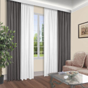 Классические шторы Letti цвет: серый, белый (160х260 см - 2 шт)