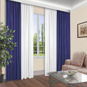 Классические шторы Devika цвет: синий, белый (160х260 см - 2 шт)