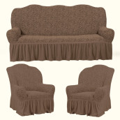 Комплект чехлов на диван и два кресла Marshal цвет: светло-коричневый (185 см, 50 см - 2 шт)