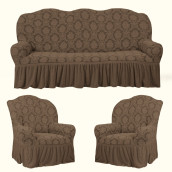 Комплект чехлов на диван и два кресла Justy цвет: светло-коричневый (185 см, 50 см - 2 шт)
