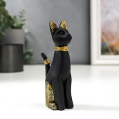 Сувенир Чёрная кошка с золотыми ушками и лапками (4х6х13 см)