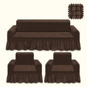 Комплект чехлов на диван и два кресла Larry цвет: темно-коричневый (185 см, 50 см - 2 шт)
