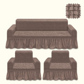 Комплект чехлов на диван и два кресла Larry цвет: светло-коричневый (185 см, 50 см - 2 шт)