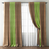 Классические шторы Кирстен цвет: бежевый, зеленый (240х270 см - 2 шт)