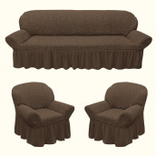 Комплект чехлов на диван и два кресла Effie цвет: светло-коричневый (185 см, 50 см - 2 шт)