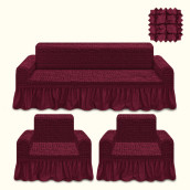 Комплект чехлов на диван и два кресла Larry цвет: бордовый (185 см, 50 см - 2 шт)