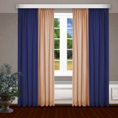 Классические шторы Bryson цвет: синий, персиковый (150х270 см - 2 шт)