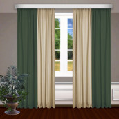 Классические шторы Bryson цвет: зеленый, бежевый (145х270 см - 2 шт)