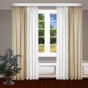 Классические шторы Bryson цвет: белый, бежевый (145х270 см - 2 шт)