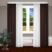 Классические шторы Bryson цвет: белый, коричневый (145х270 см - 2 шт)