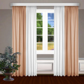 Классические шторы Bryson цвет: белый, персик (145х270 см - 2 шт)