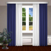 Классические шторы Bryson цвет: белый, синий (145х270 см - 2 шт)