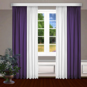 Классические шторы Bryson цвет: белый, фиолетовый (145х270 см - 2 шт)