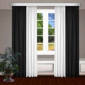 Классические шторы Bryson цвет: белый, черный (145х270 см - 2 шт)