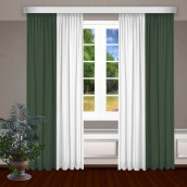 Классические шторы Bryson цвет: белый, зеленый (145х270 см - 2 шт)