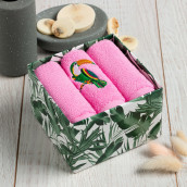 Набор из 3 полотенец Попугай цвет: розовый (30х30 см - 3 шт)