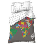 Детское постельное белье Карта мира цвет: белый, серый (1.5 сп)
