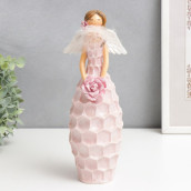 Фигурка Девушка в розовом платье-сотах с розочкой (10х8х26 см)