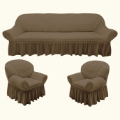 Комплект чехлов на диван и два кресла Adalia цвет: светло-коричневый (185 см, 50 см - 2 шт)