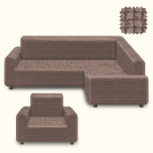 Комплект чехлов на угловой диван (правый угол) и кресло Betsy цвет: светло-коричневый (300 см, 50 см)