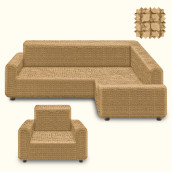 Комплект чехлов на угловой диван (правый угол) и кресло Betsy цвет: медовый (300 см, 50 см)