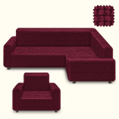 Комплект чехлов на угловой диван (правый угол) и кресло Betsy цвет: бордовый (300 см, 50 см)