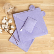 Набор из 2 детских полотенец + рукавичка Ушки цвет: сиреневый (85х85 см, 40х55 см)