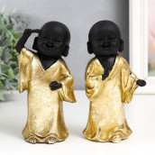 Сувенир Маленький Будда в золотом. Приветствие (8х6х15 см)