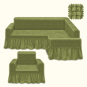 Комплект чехлов на угловой диван (правый угол) и кресло Gomer цвет: фисташковый (300 см, 50 см)