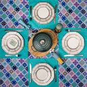 Скатерть с салфетками Мозаика цвет: бирюзовый