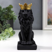 Сувенир Черный лев в золотой короне (8х6х14 см)
