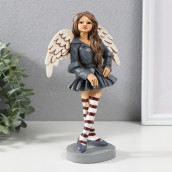 Сувенир Девочка-ангел в сером платье и полосатых гетрах (12х7х20 см)