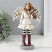 Сувенир Девочка-ангел в платье, с полосатыми гетрами и в сапогах (12х7х20 см)