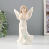 Сувенир Девочка-ангел в белом платье с розочками (9х6х16 см)