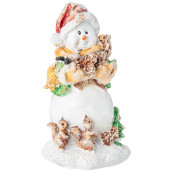 Фигурка Снеговичок с шишками и белками (14 см)