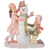 Статуэтка Дети со снеговиком (15х7х16 см)
