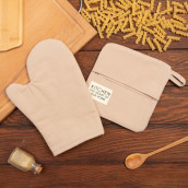 Прихватка и рукавичка Kitchen цвет: бежевый (18х29 см,19х19 см)