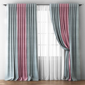 Классические шторы Кирстен цвет: серый, розовый (170х270 см - 2 шт)