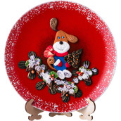 Тарелка декоративная на подставке Собака цвет: красный (20 см)