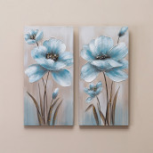 Картина Голубой цветок (30х60х3 см - 2 шт)