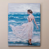 Картина Девушка у моря (90х120х3 см)