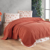 Постельное белье с одеялом-покрывалом Lisett цвет: терракотовый (king size (евро макси))