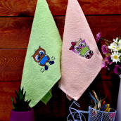Кухонное полотенце Сова цвет: персиковый, зеленый (30х50 см - 2 шт)